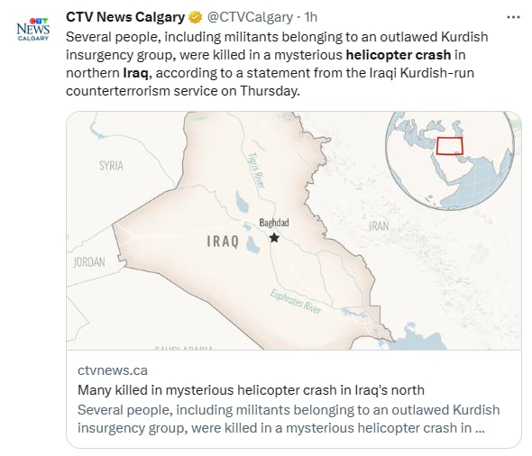 Accidente helicóptero Irak muertos