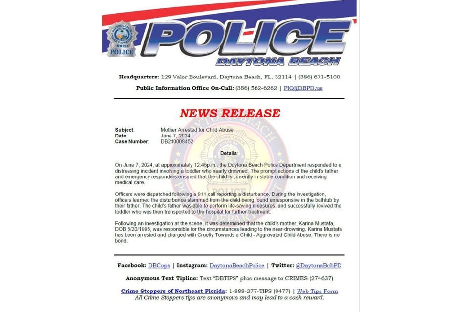 hijo, bañera, policía, Daytona Beach, macetas, MundoNOW