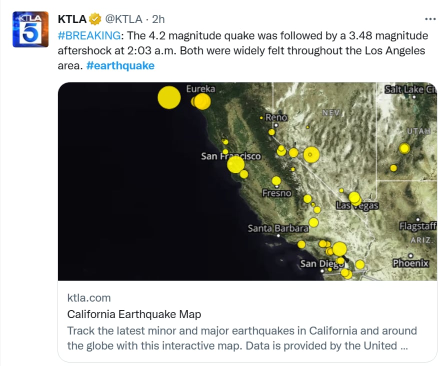 Temblor Estados Unidos