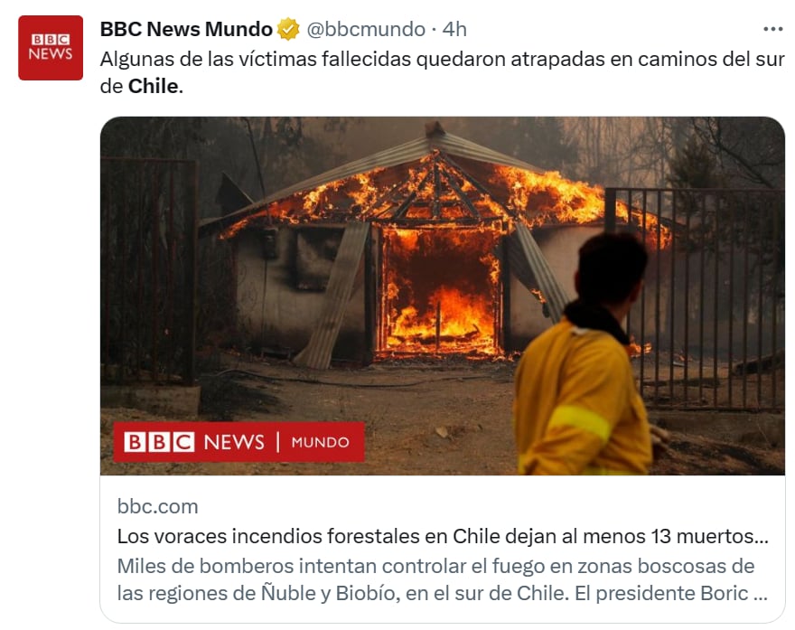 Incendios forestales Chile