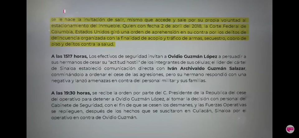 ¿Qué más se dio a conocer del Culiacanazo?