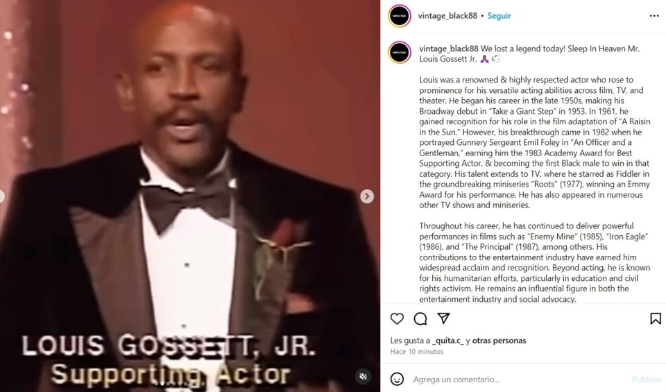 Louis Gossett Jr, Hattie McDaniel, Sidney Poitier, Oscar Award, MundoNOW dies