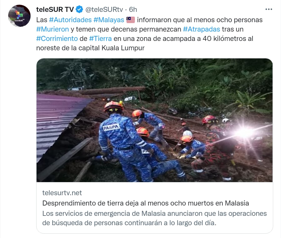 Deslave campamento Malasia muertos