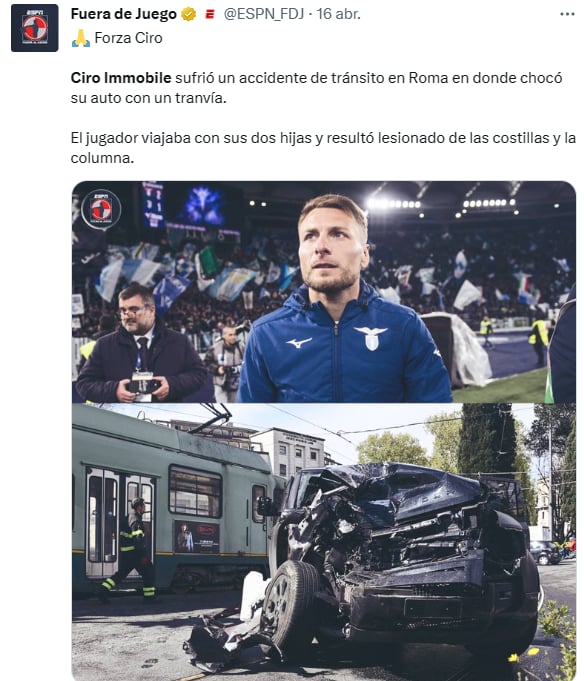 Ciro Inmobile accidente