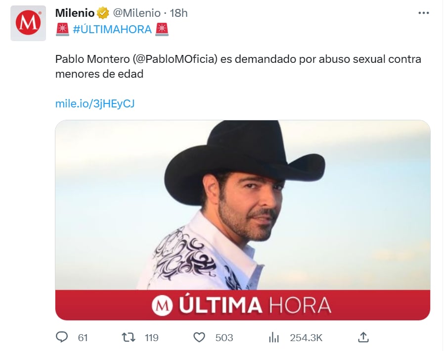 Pablo Montero denounces rape