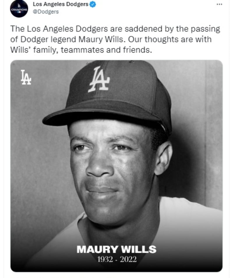 Muere el beisbolista Maury Wills