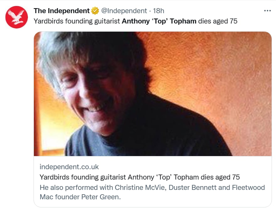 Muere Anthony 'Top' Topham