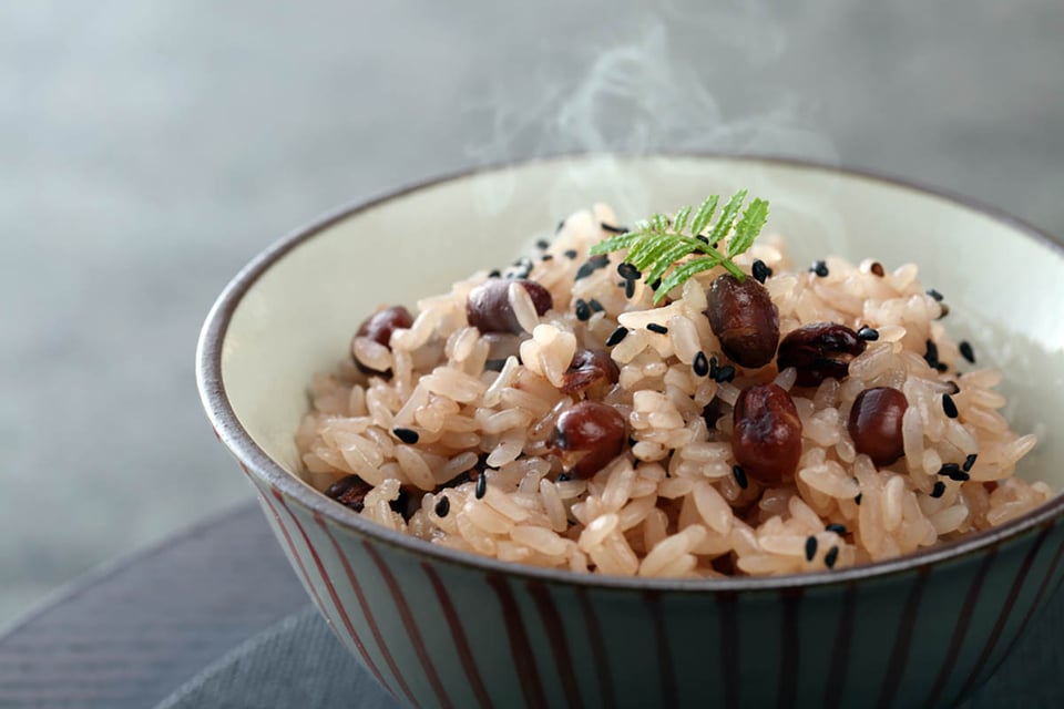 Frijoles rojos, arroz, plato, comida, MundoNOW