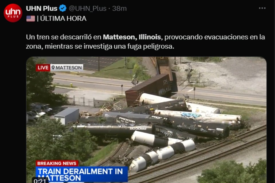 Matteson, Illinois, tren, accidente, MundoNOW