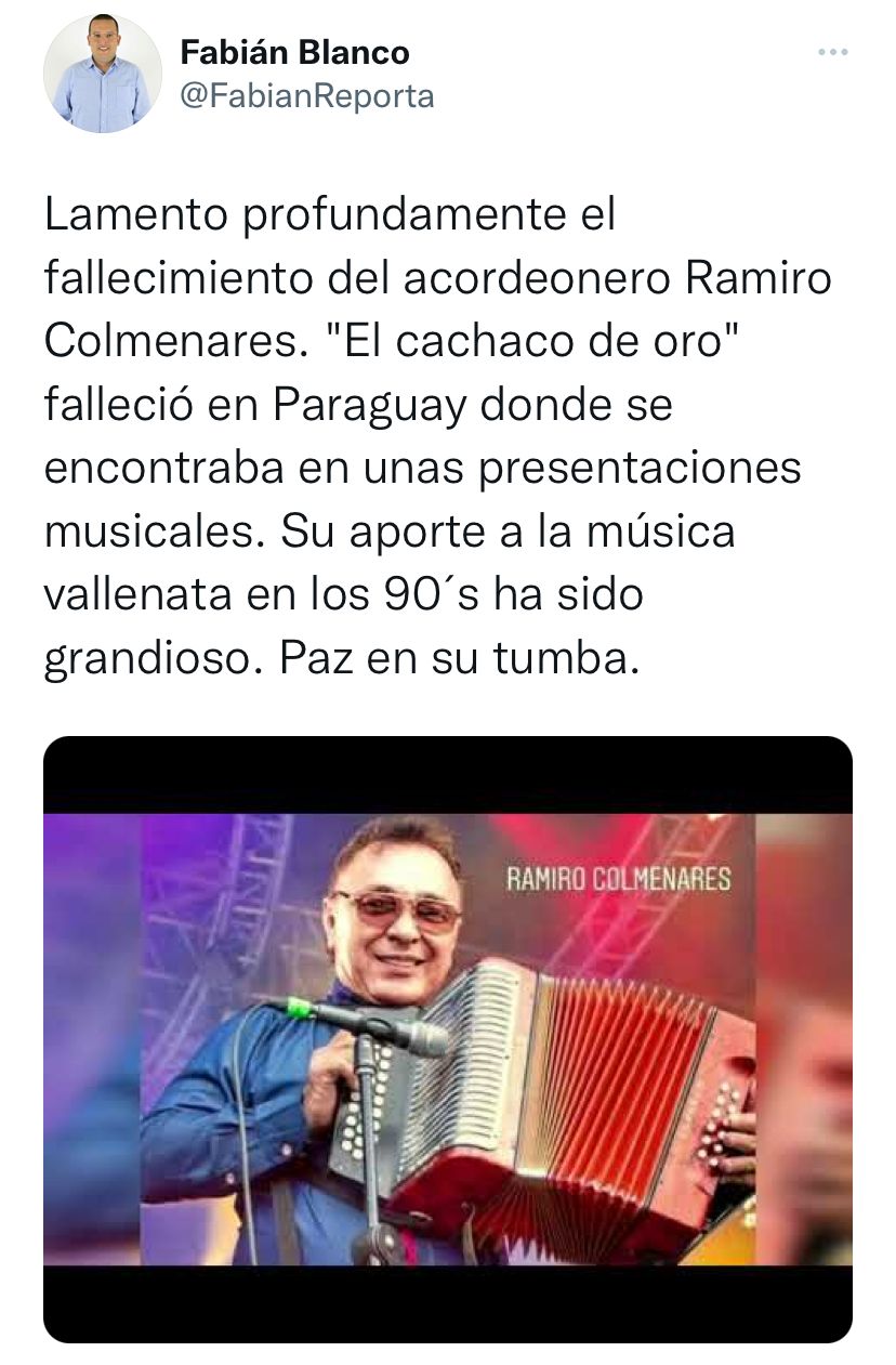 ¿De qué murió Ramiro Colmenares?