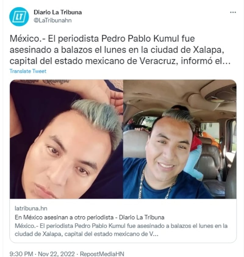 Matan al periodista Pedro Pablo Kumul