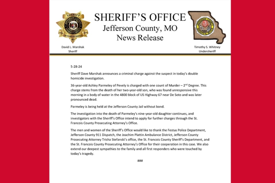 Policía, Festus, Missouri, confesión, asesinato, Ashley Parmeley