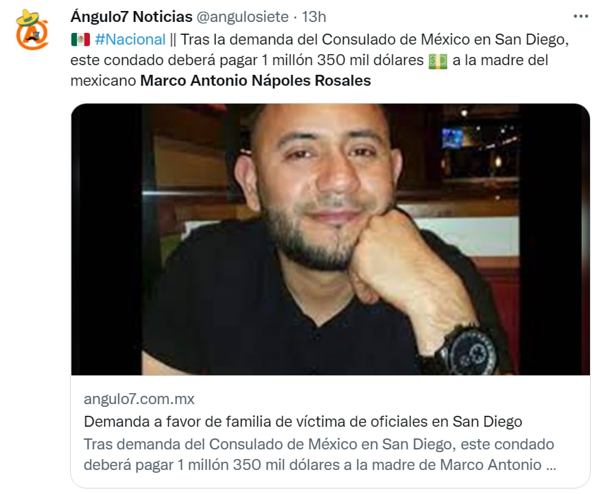 Compensan familia mexicano muerto