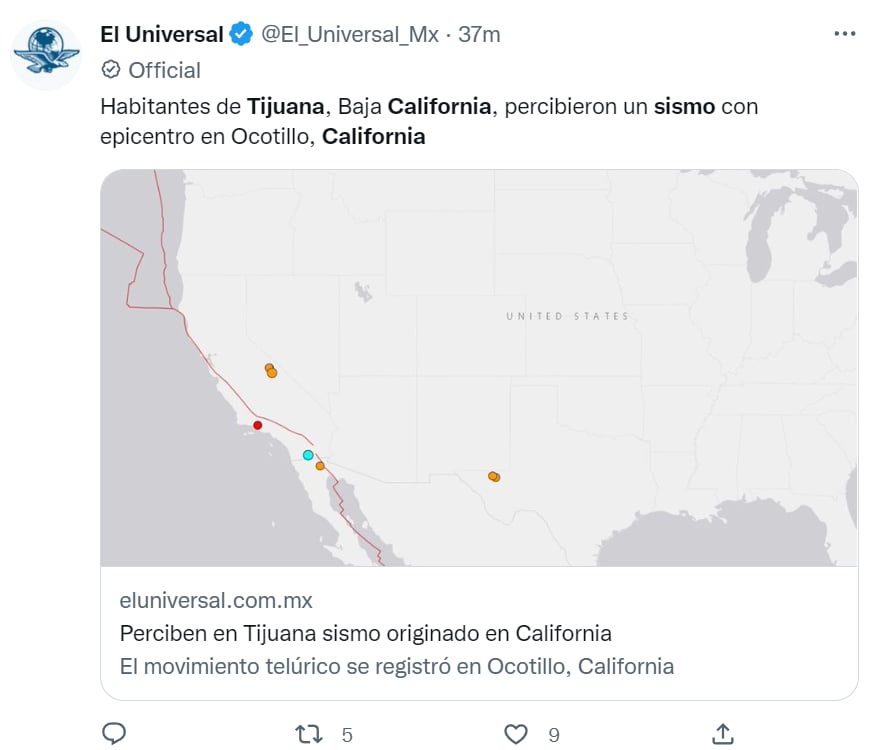 Sismo California Tijuana