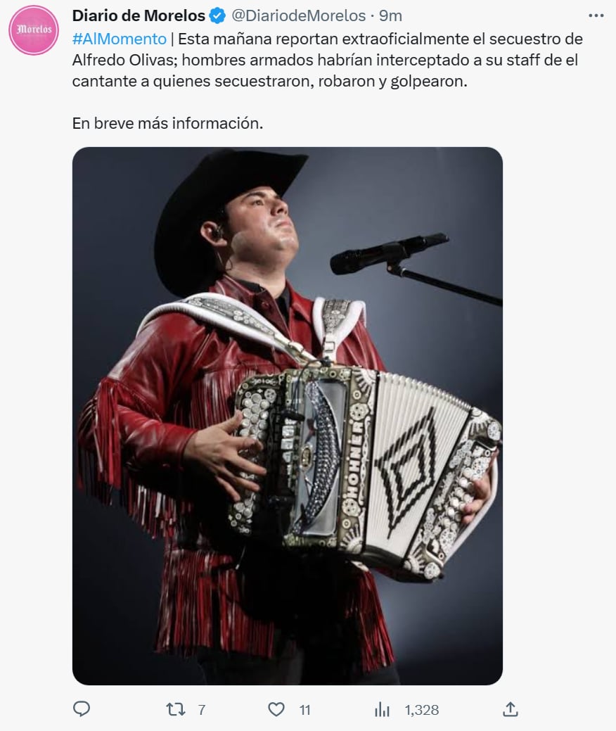 Secuestran Alfredo Olivas