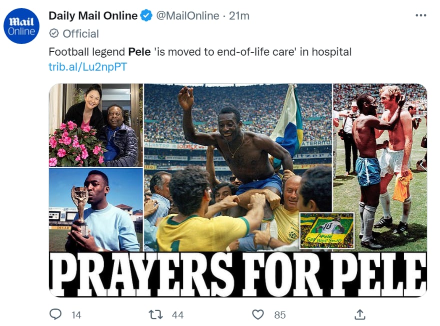 Pelé desahuciado cáncer colon