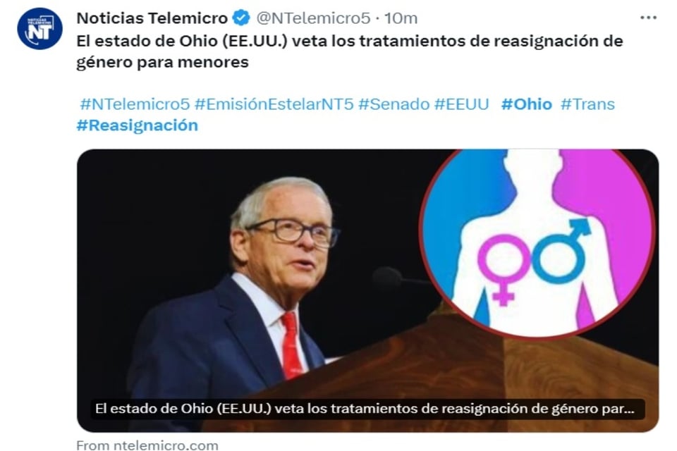 Ohio gender reassignment of minors, governor, Mike DeWine, Lower House, MundoNOW