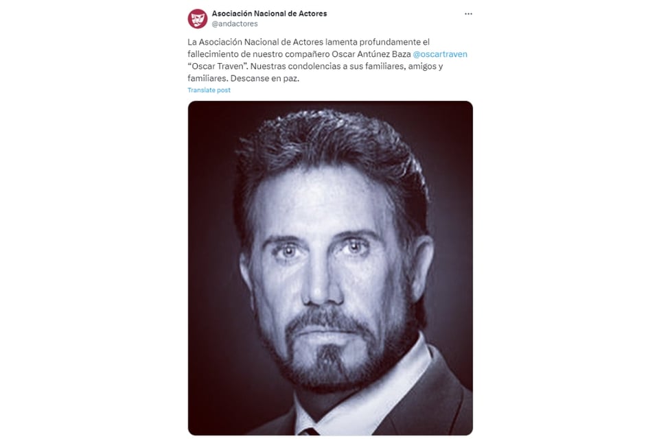 Actor, muere actor de Televisa, muere el actor Oscar Traven, luto, MundoNow