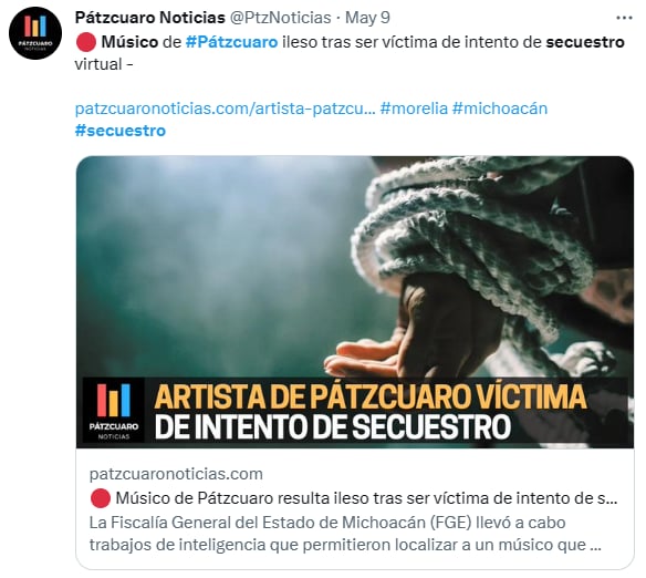 Rescatan músico secuestrado Pátzcuaro