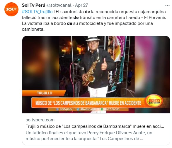 Muere músico Campesinos Bambamarca
