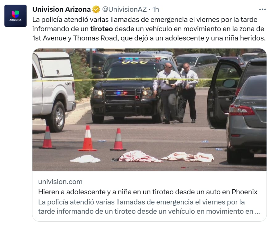 Tiroteo automóvil Phoenix Arizona