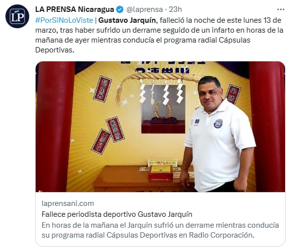 Muere Gustavo Jarquín