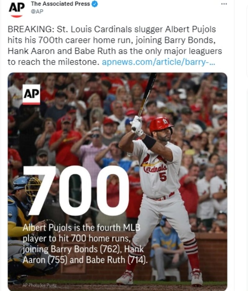 Albert Pujols llega a los 700 jonrones