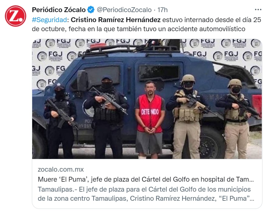 Muere jefe cártel Golfo