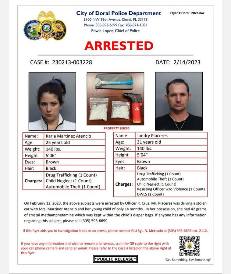 Identificaron a los sospechosos como Karla Martínez y Jandry Placeres