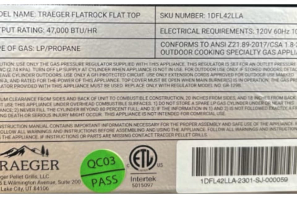Traeger Pellet Grill Recall, Recall, United States, Home Depot, Ace Hardware