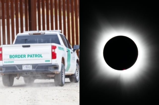 Momento histórico: Muestran a inmigrantes disfrutando de eclipse junto a agente fronterizo
