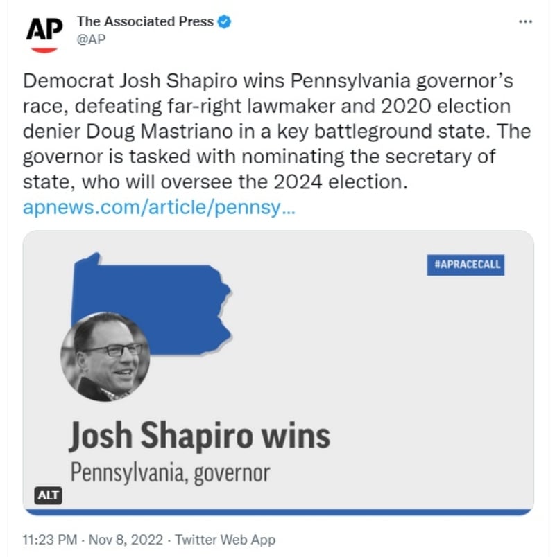 Josh Shapiro gana en Pennsylvania
