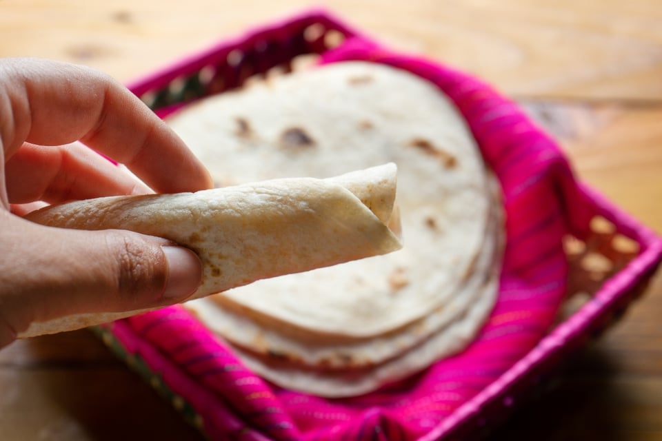 tortilla recipe flour, water, salt, baking powder, MundoNOW