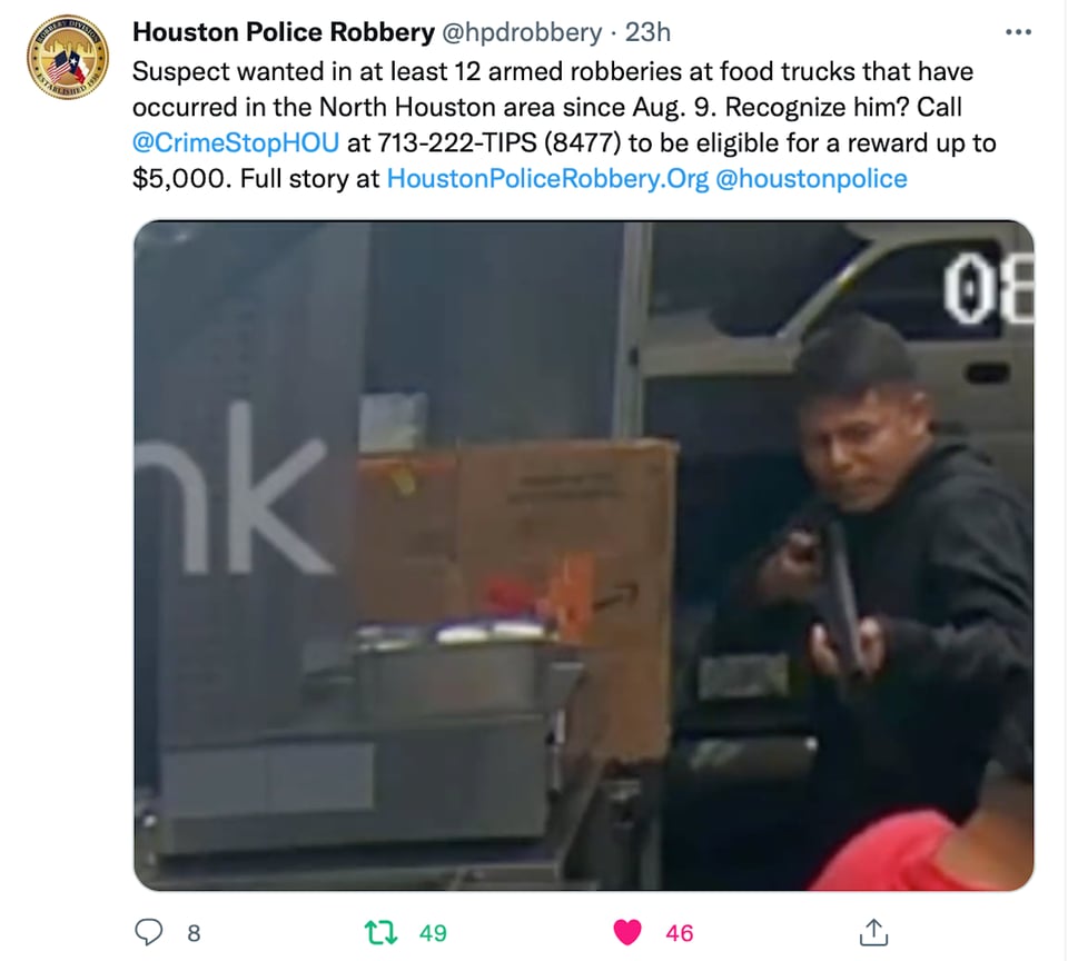 El hispano asalta hasta 2 taquerías en un día en Houston