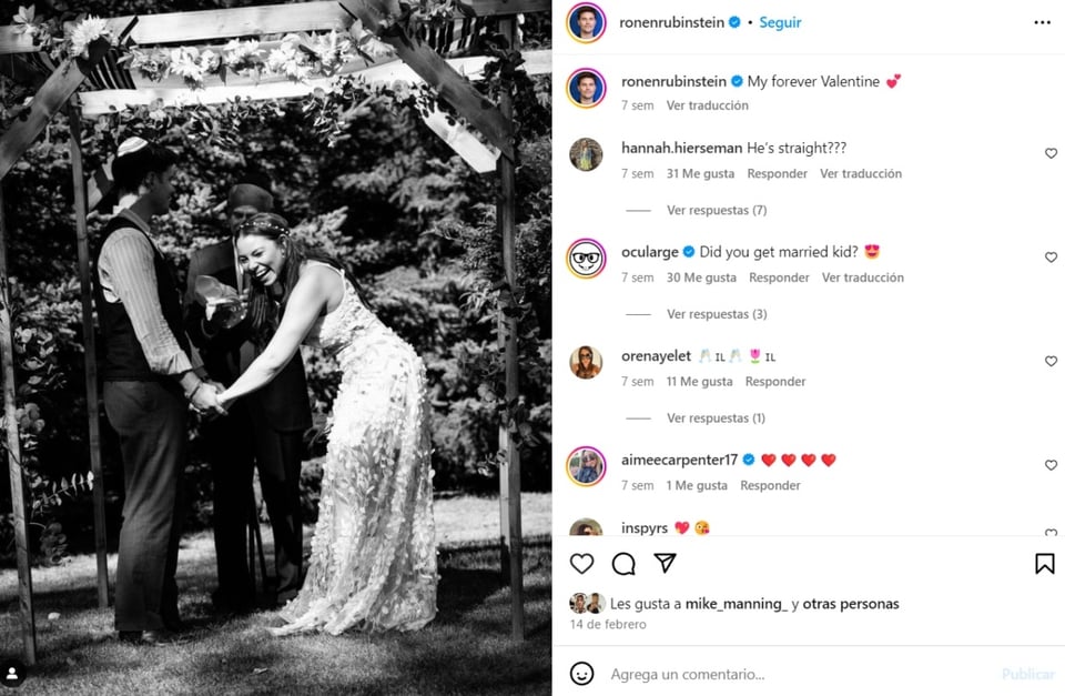Ronen Rubinstein bisexual, wedding, secret, marriage, MundoNOW