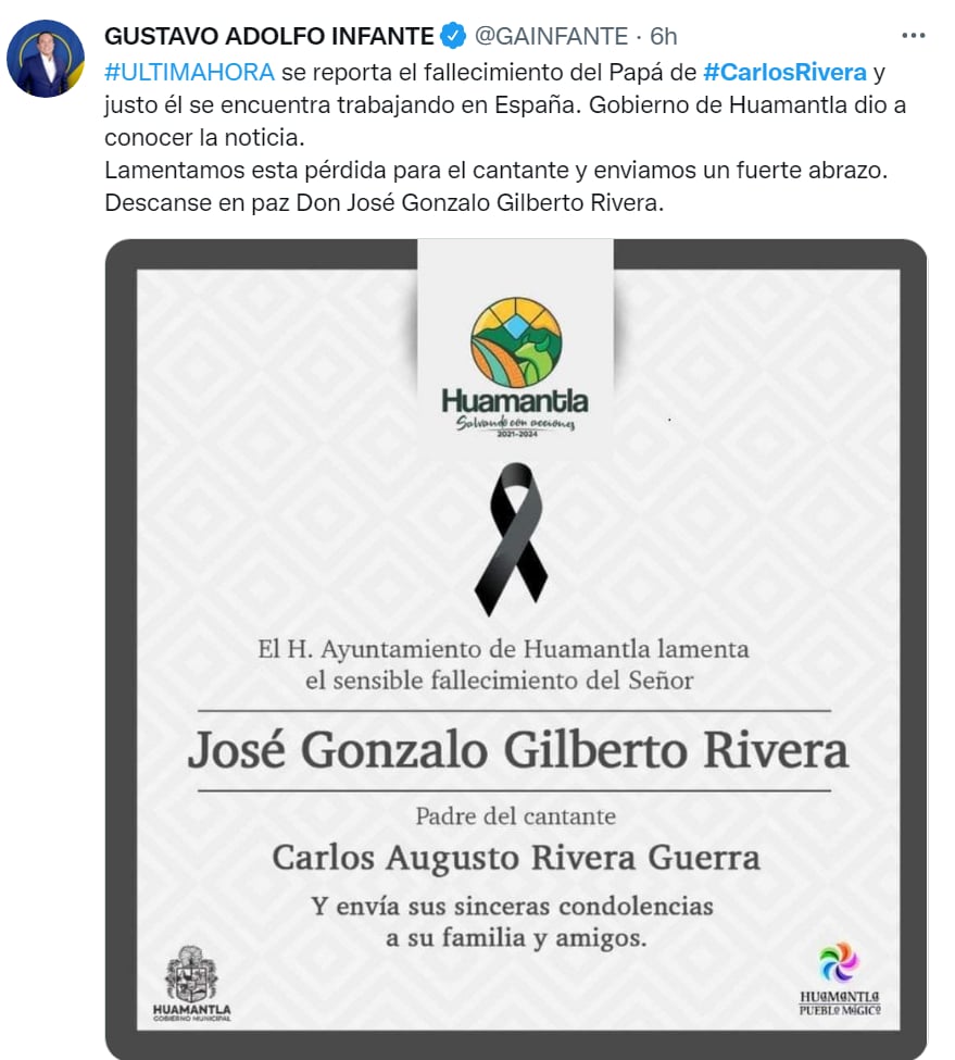 Muere papá Carlos Rivera