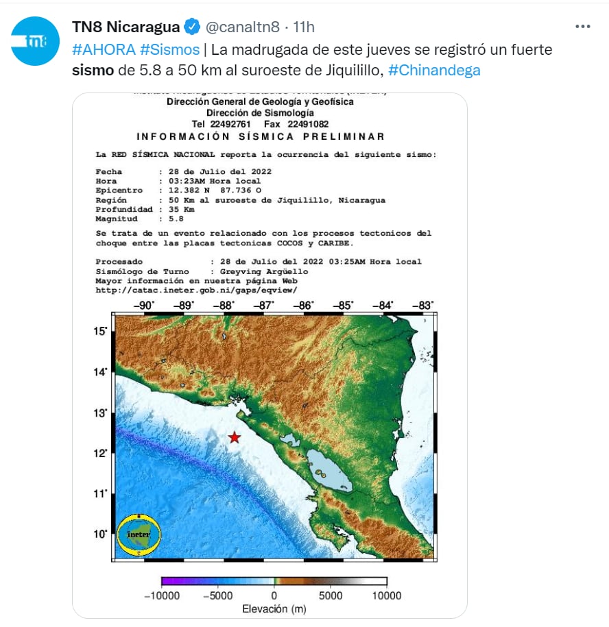 Sismo Nicaragua