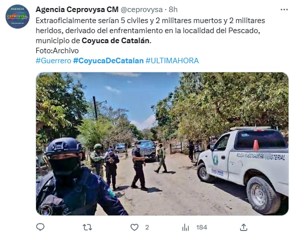 Tiroteo Ejército muertos Guerrero