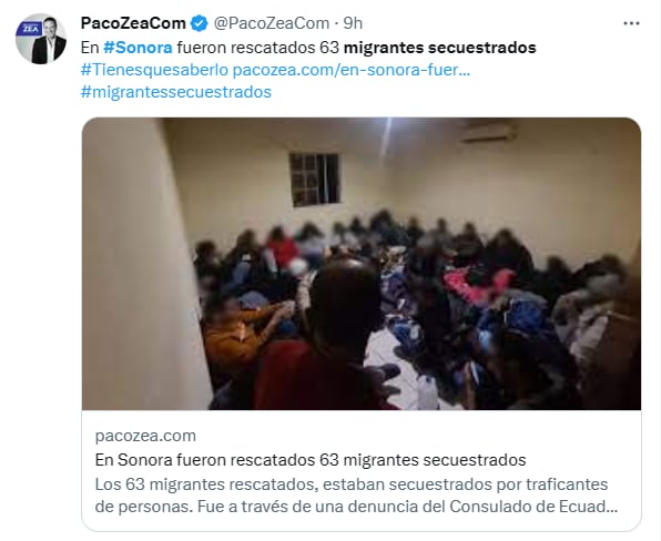 Migrantes secuestrados Sonora México