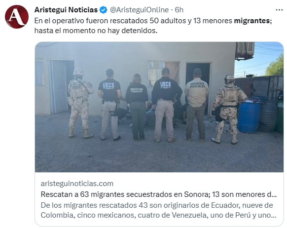 Migrantes secuestrados Sonora México