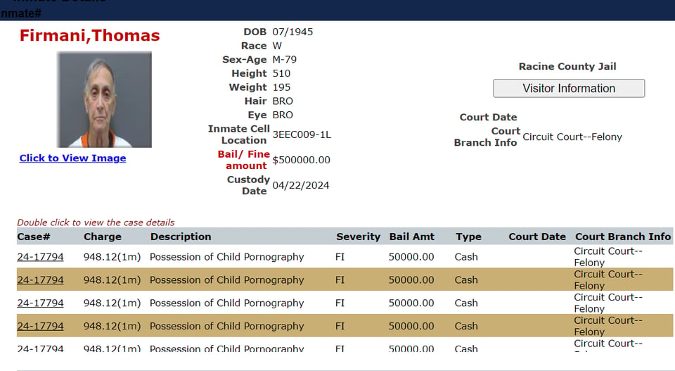 Bail, Racine jail, confession, legal complications, accusations,