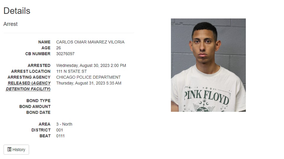 Carlos Mavarez Viloria, arrestos Chicago, delitos graves, robo, posesión de drogas