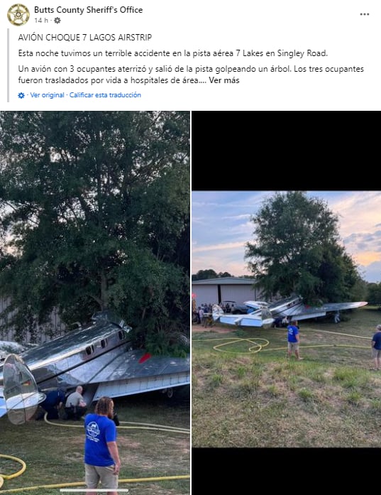 Accidente de avioneta en Georgia, heridos,Atlanta,MundoNow,avioneta