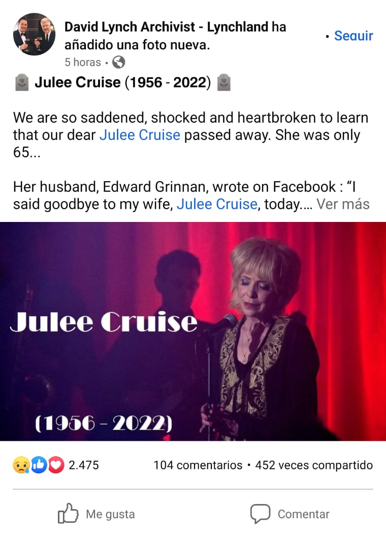 Muere Julee Cruise