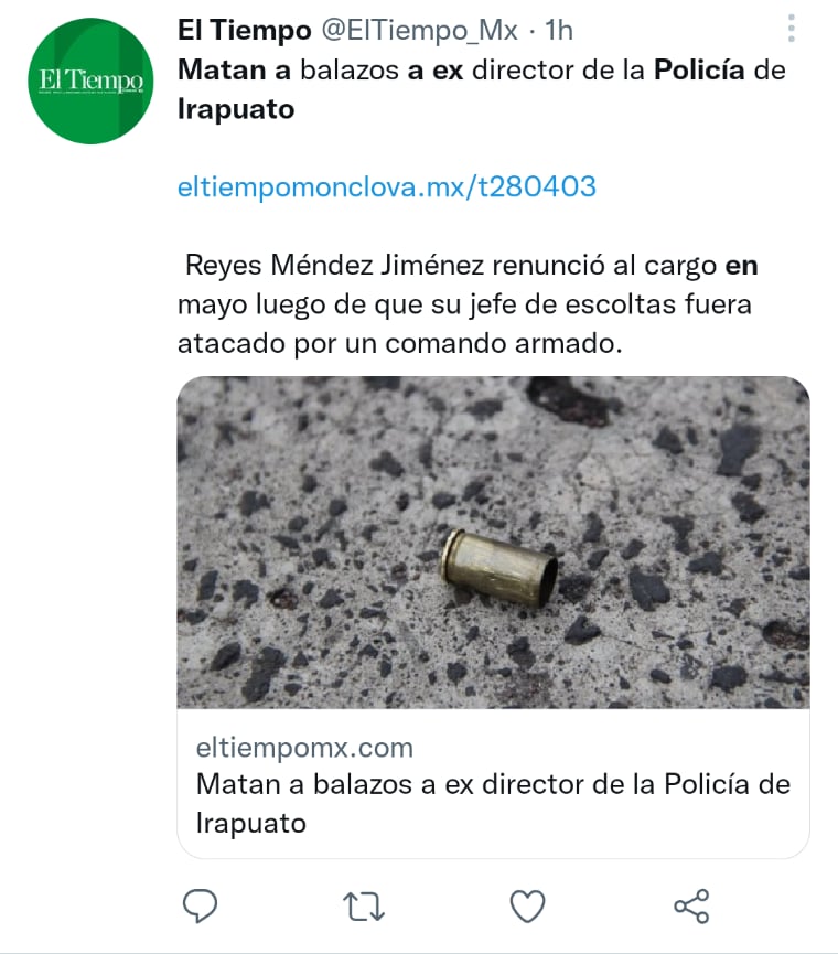 Matan tiros excomandante mexicano