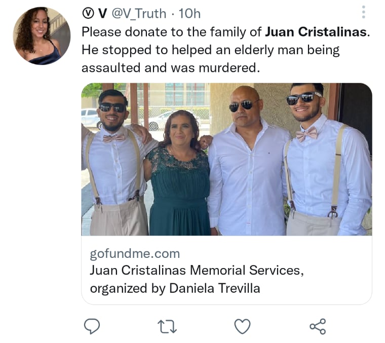 Familiares de Juan Cristalinas crea página de GoFundMe