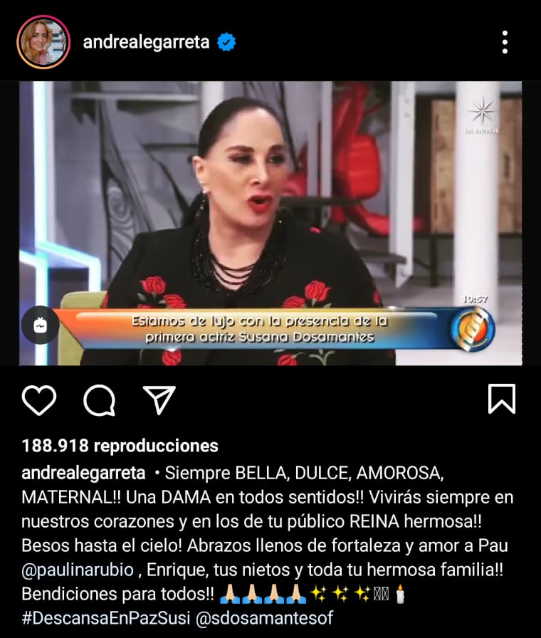 Andrea Legarreta manda condolencias