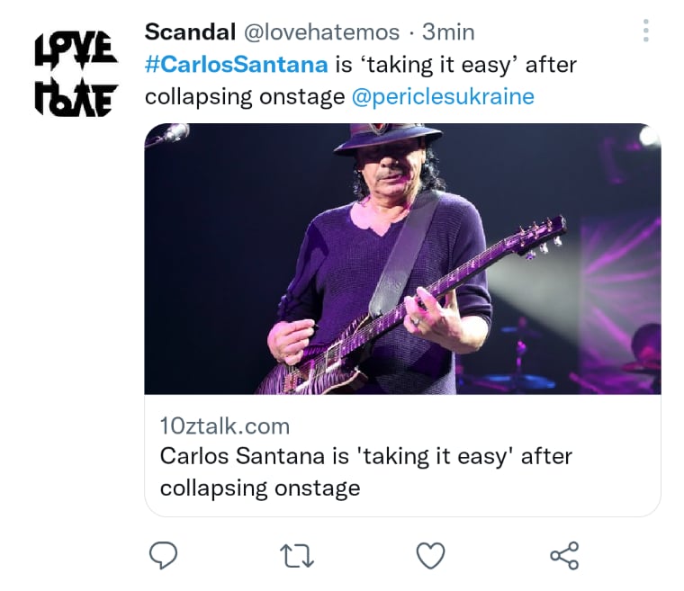 Carlos Santana colapsa en concierto
