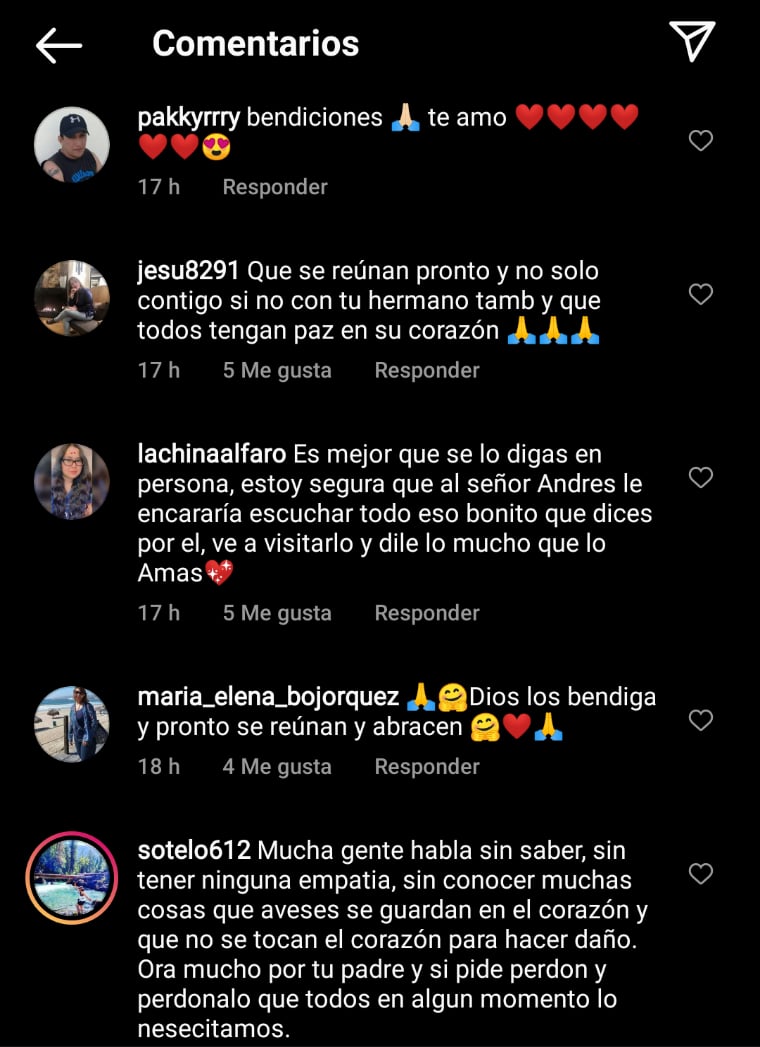 Seguidores manifiestan muestras de apoyo a Andrea