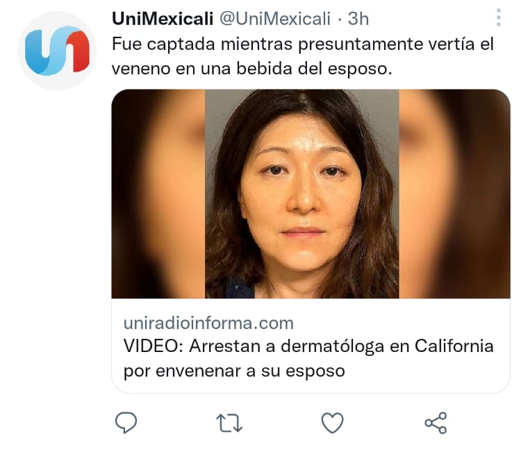 Arrestan mujer envenenar esposo